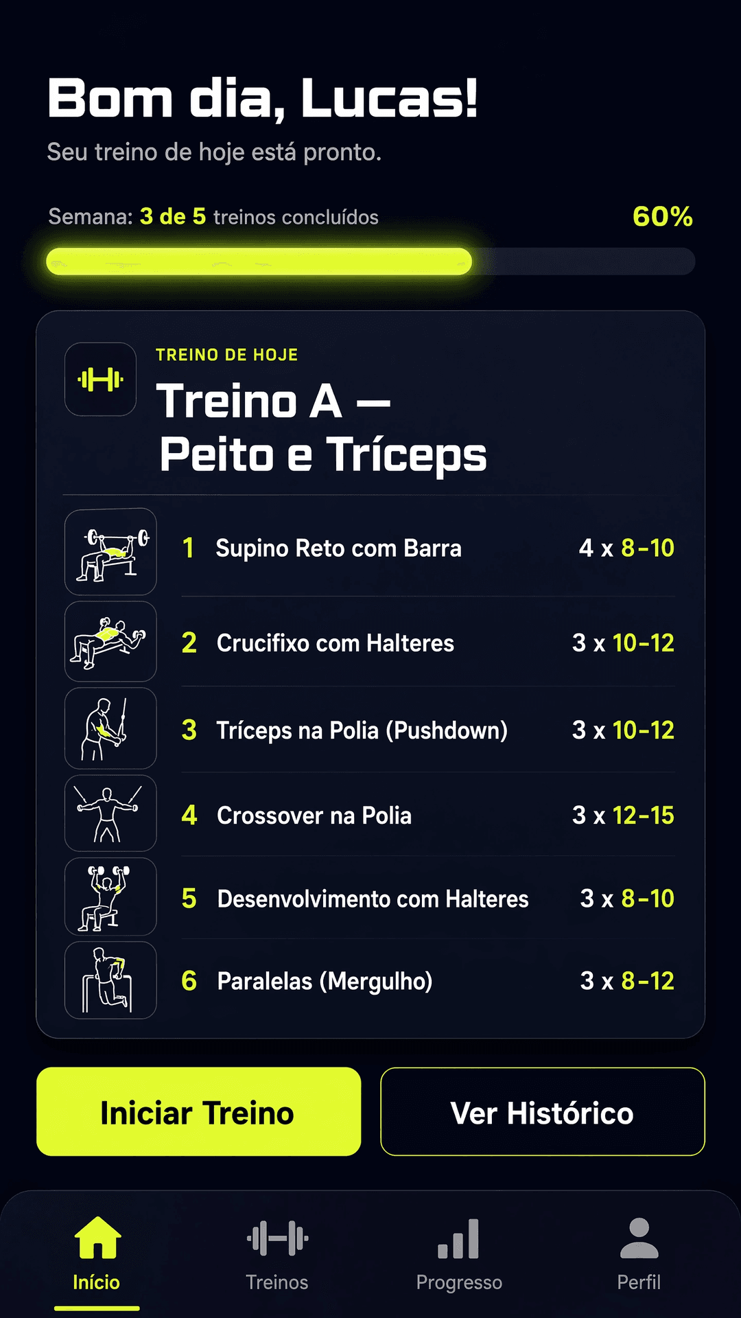 Tela principal do app